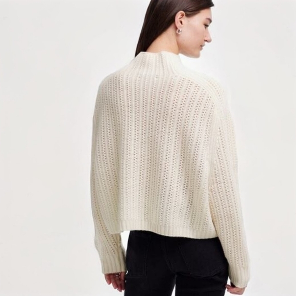 Madewell Pointelle Merino Wool Mock Turtle Sweater Size S - Picture 2 of 10